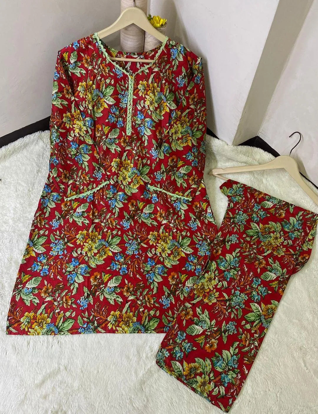 2 Pcs Women's Stitched Lawn Printed Shirt And Trouser