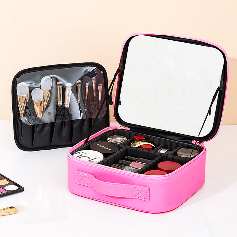 LED travel makeup bag with mirror