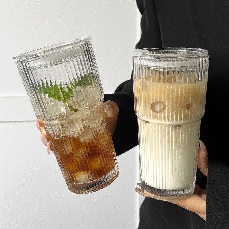 Striped water cup glass