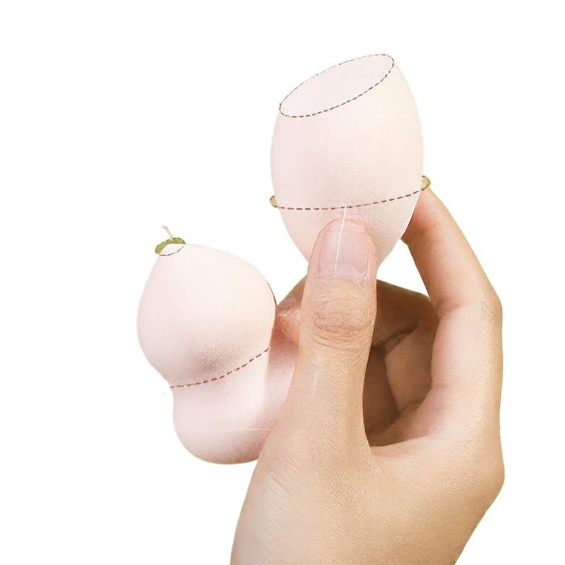 Cut a gourd diagonally into a cosmetic sponge powder puff