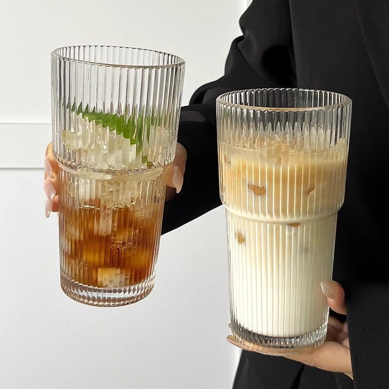 Striped water cup glass