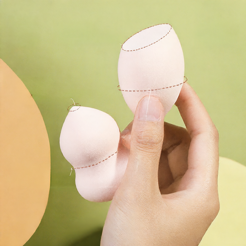 Cut a gourd diagonally into a cosmetic sponge powder puff