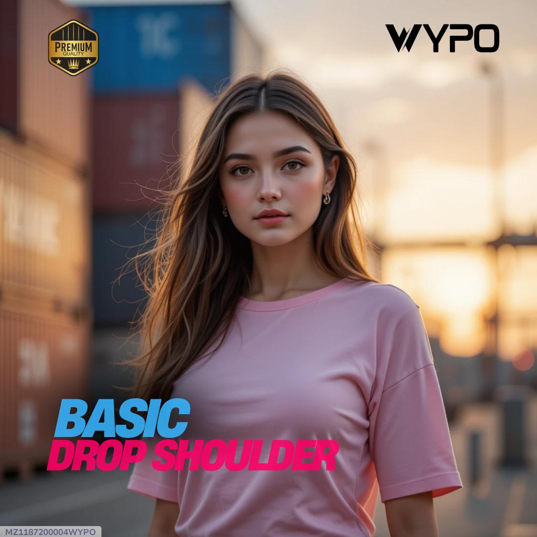 Girls' Oversized Cotton T-Shirtwith Drop Shoulder Design
