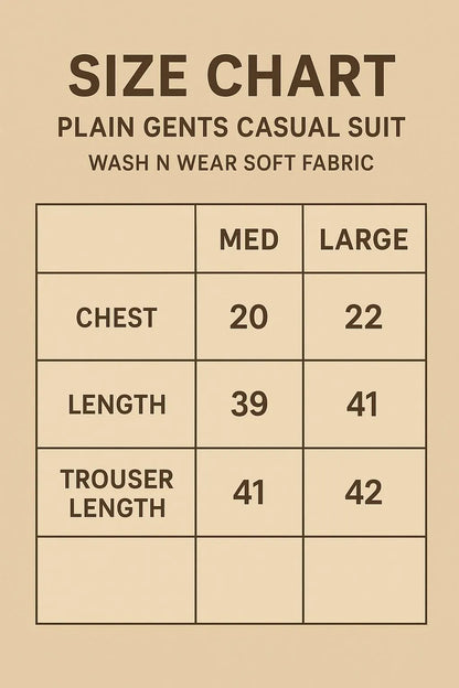 Men's Wash And Wear Plain Suit