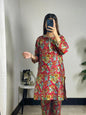 2 Pcs Women's Stitched Lawn Printed Shirt And Trouser
