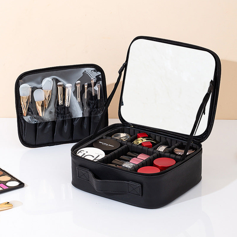 LED travel makeup bag with mirror
