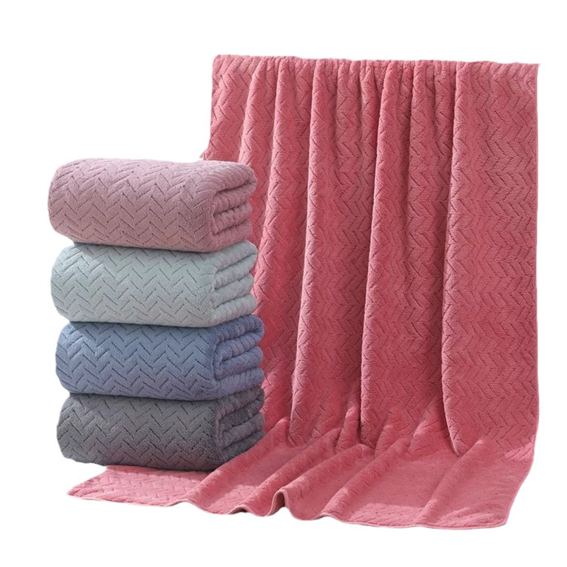 Soft Coral Fleece Towel and Bath Towel Set