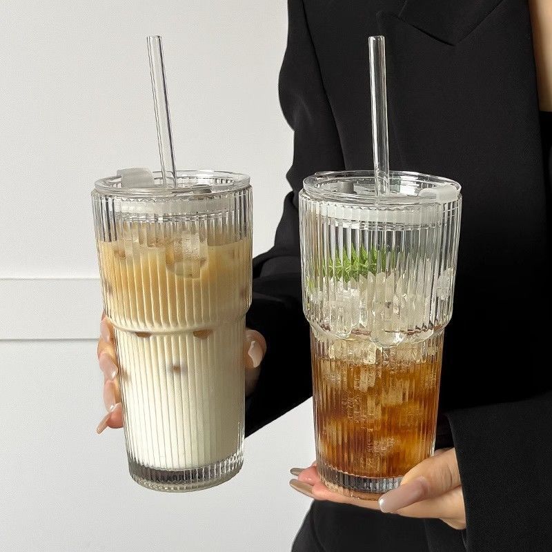 Striped water cup glass