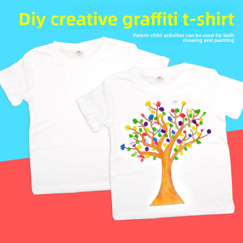 White plain short-sleeved T-shirt
