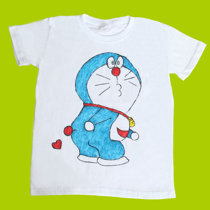 White plain short-sleeved T-shirt