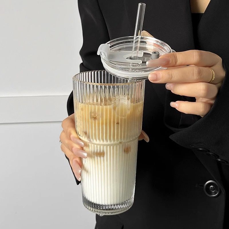 Striped water cup glass