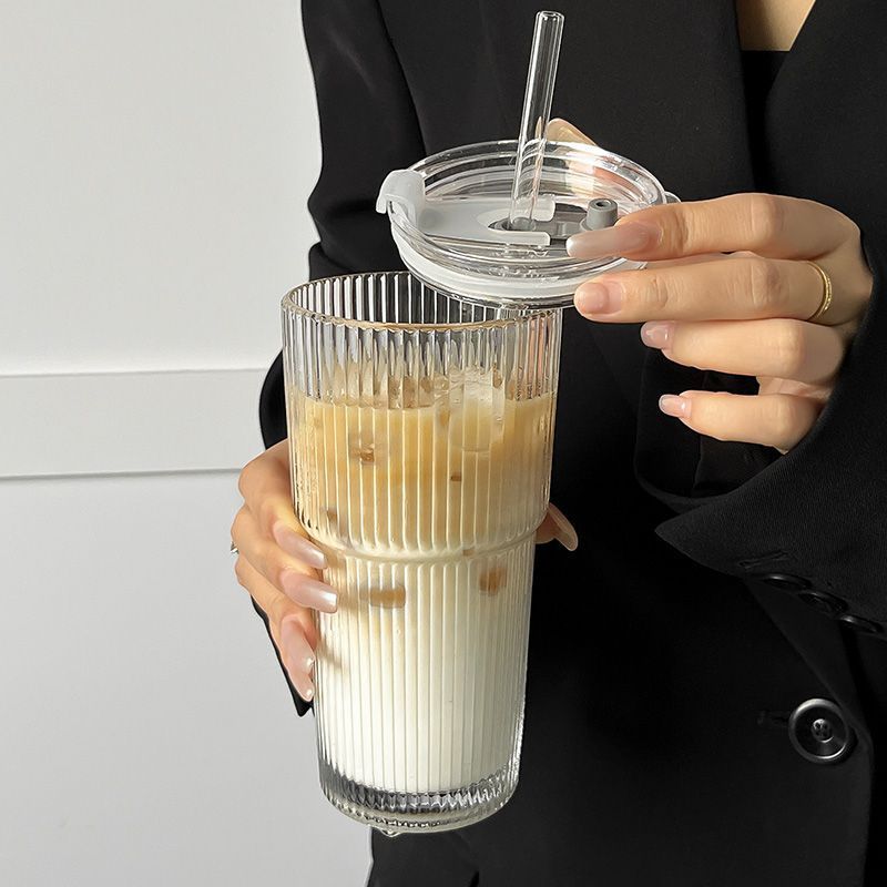 Striped water cup glass