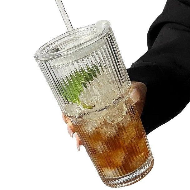 Striped water cup glass